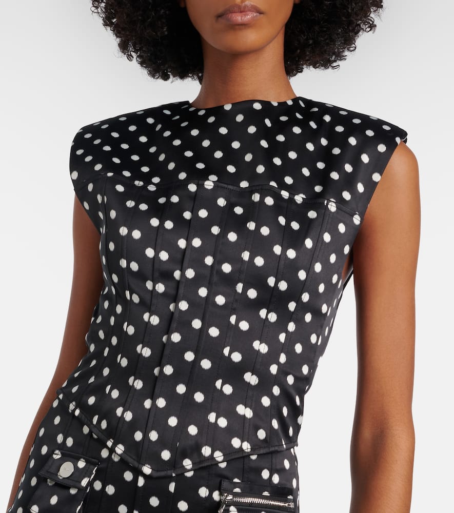 Polka-dot satin corset top