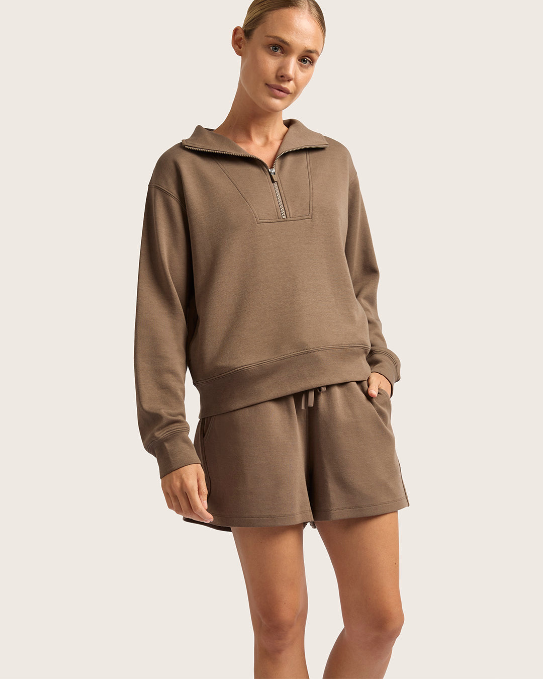 Women's Quarter Zip Sweater - Oyster