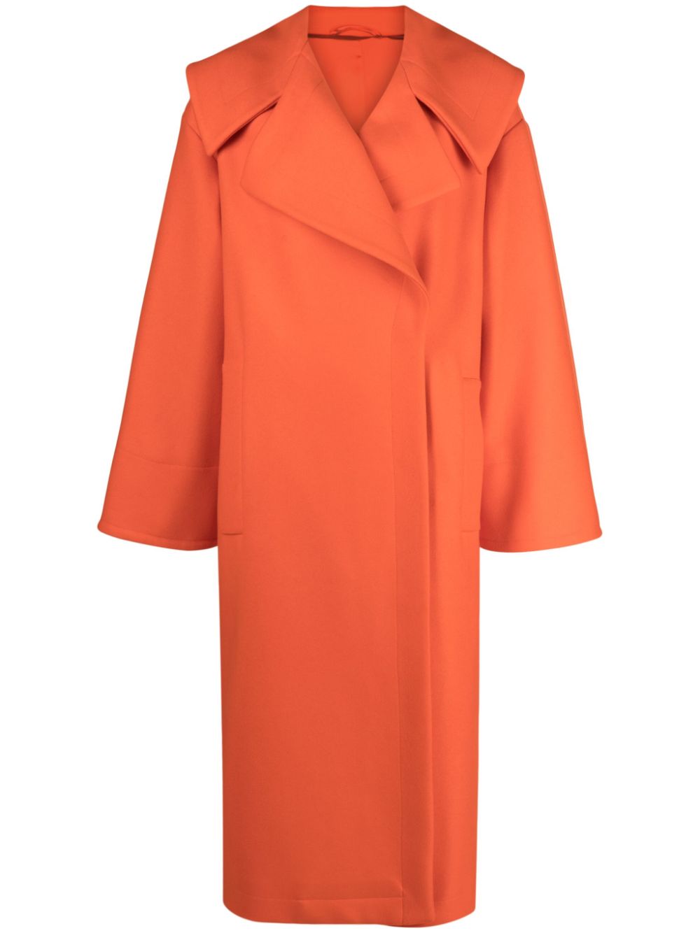 Wide-lapels wool-blend coat - Orange