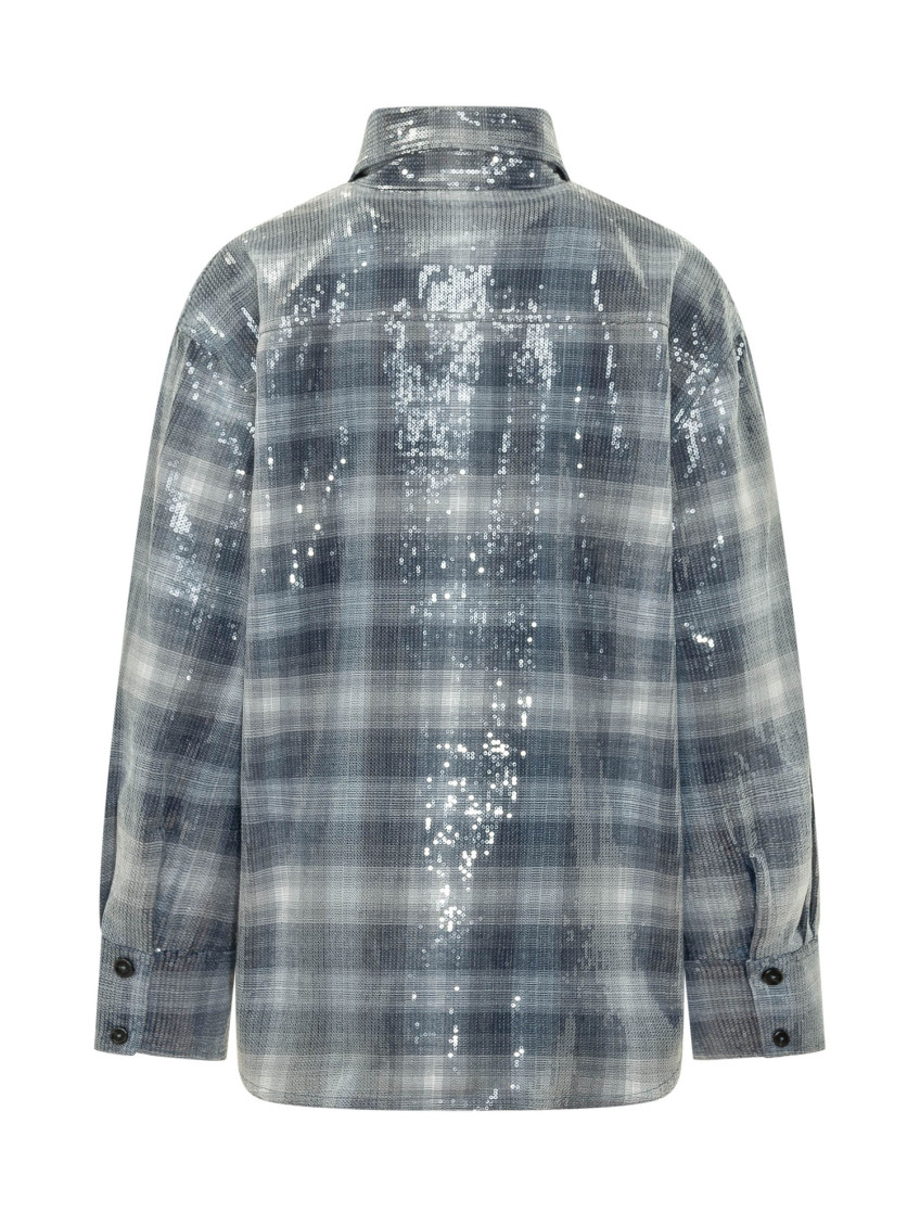 Overshirt with check pattern and sequins - L