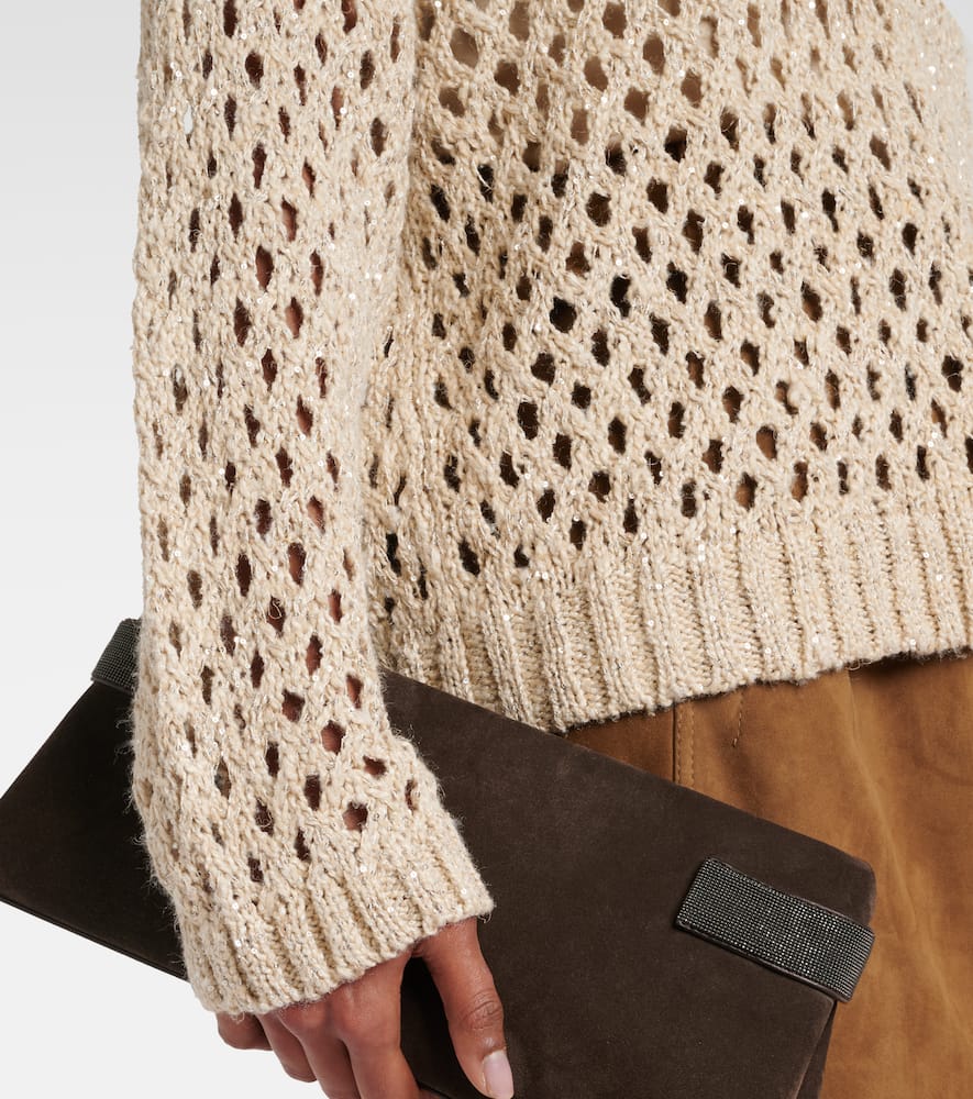 Sequined silk and linen-blend sweater