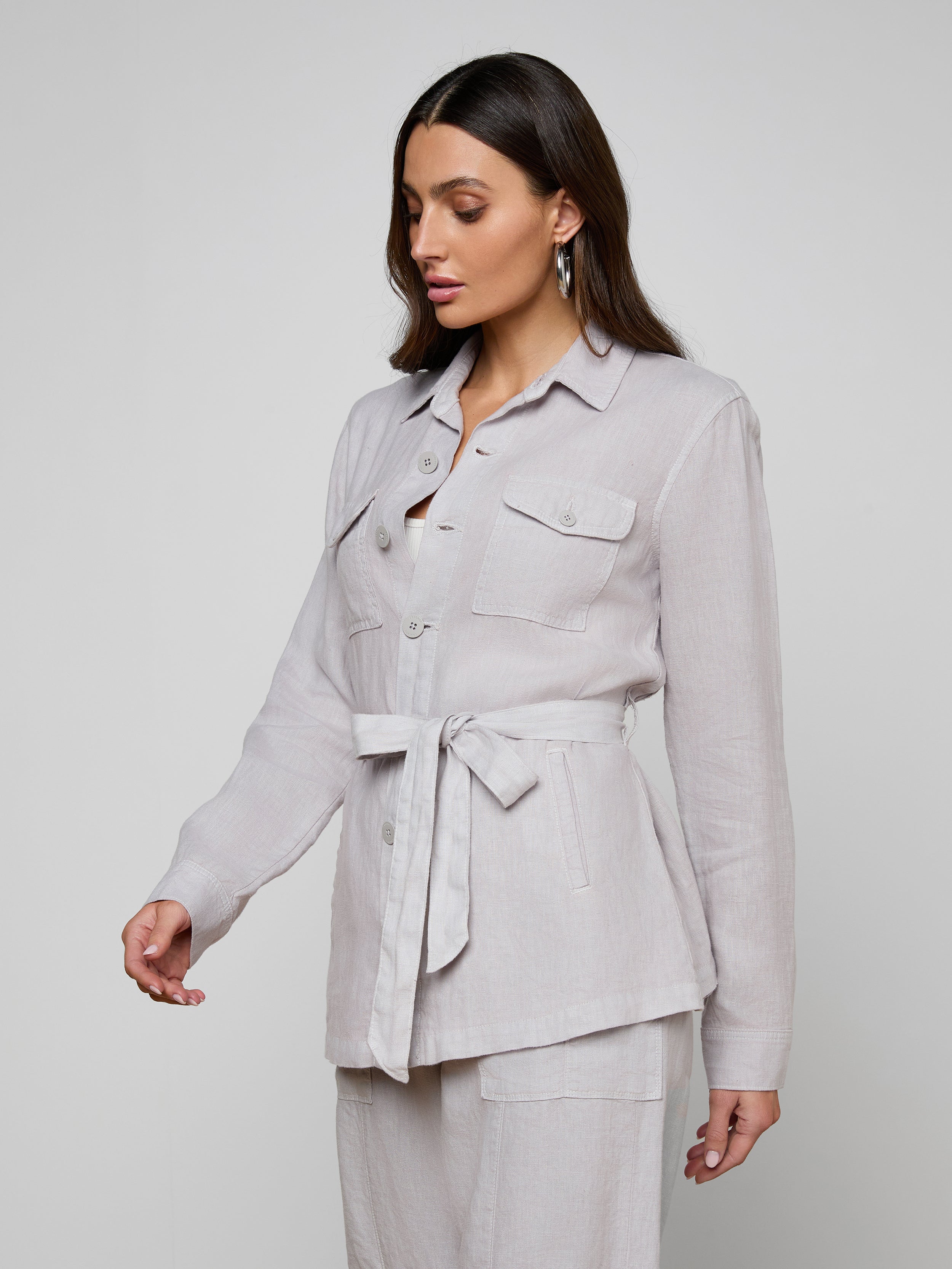 Samaya Linen Jacket In Light Pewter