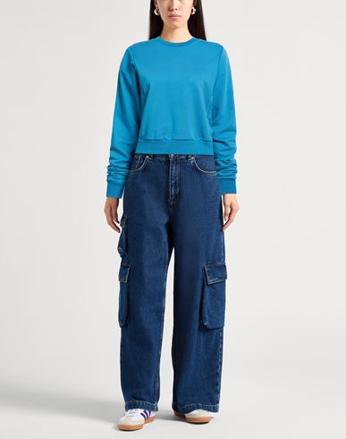 Woman Sweatshirt Azure Size S Cotton, Polyester