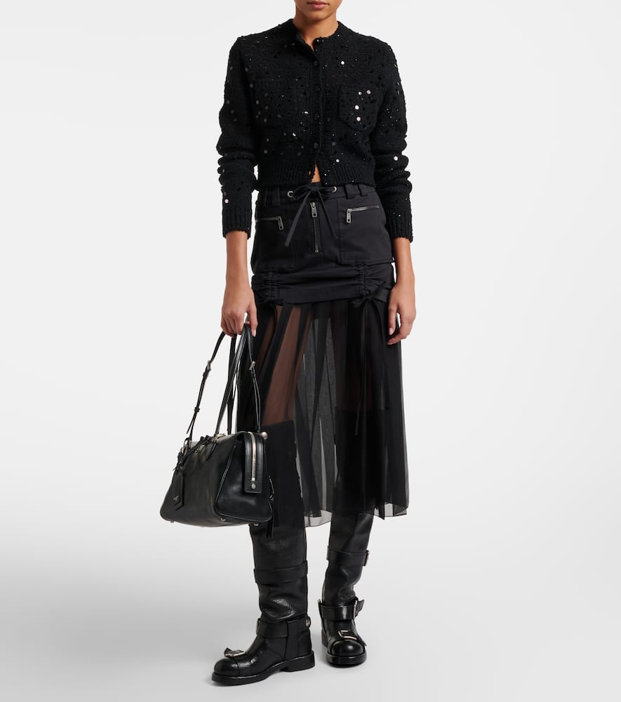 Silk and cotton midi skirt