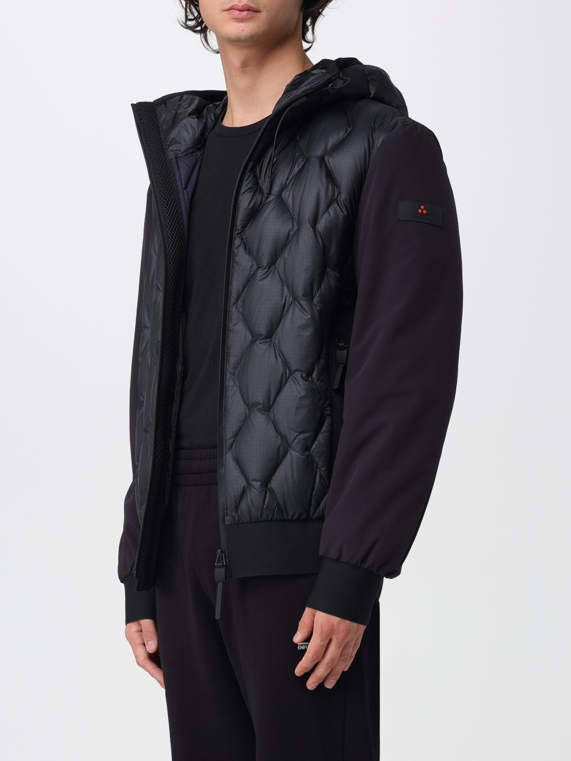 Padded-panel hooded jacket - Black