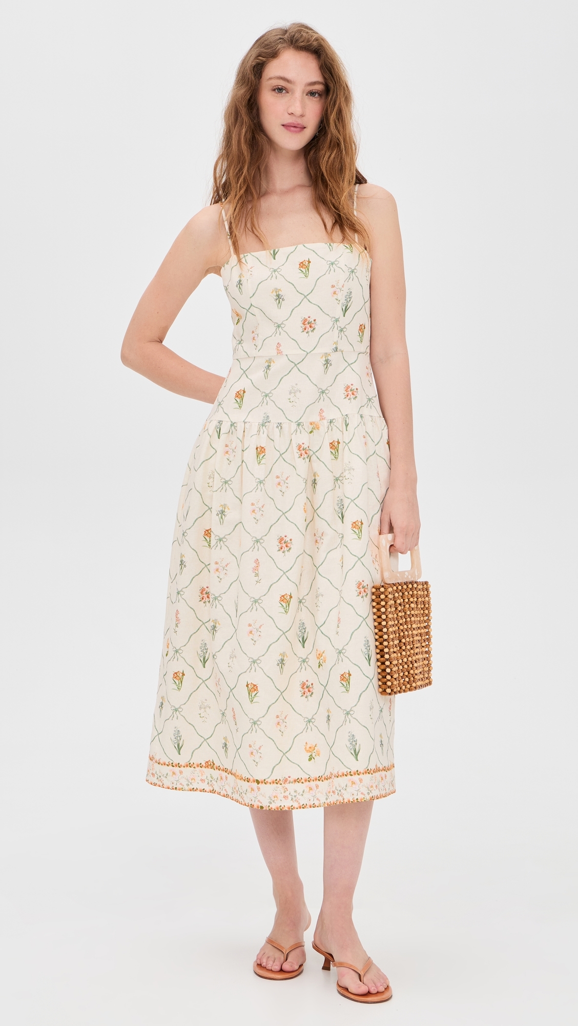 Juliet Midi Dress Ivory Botanical