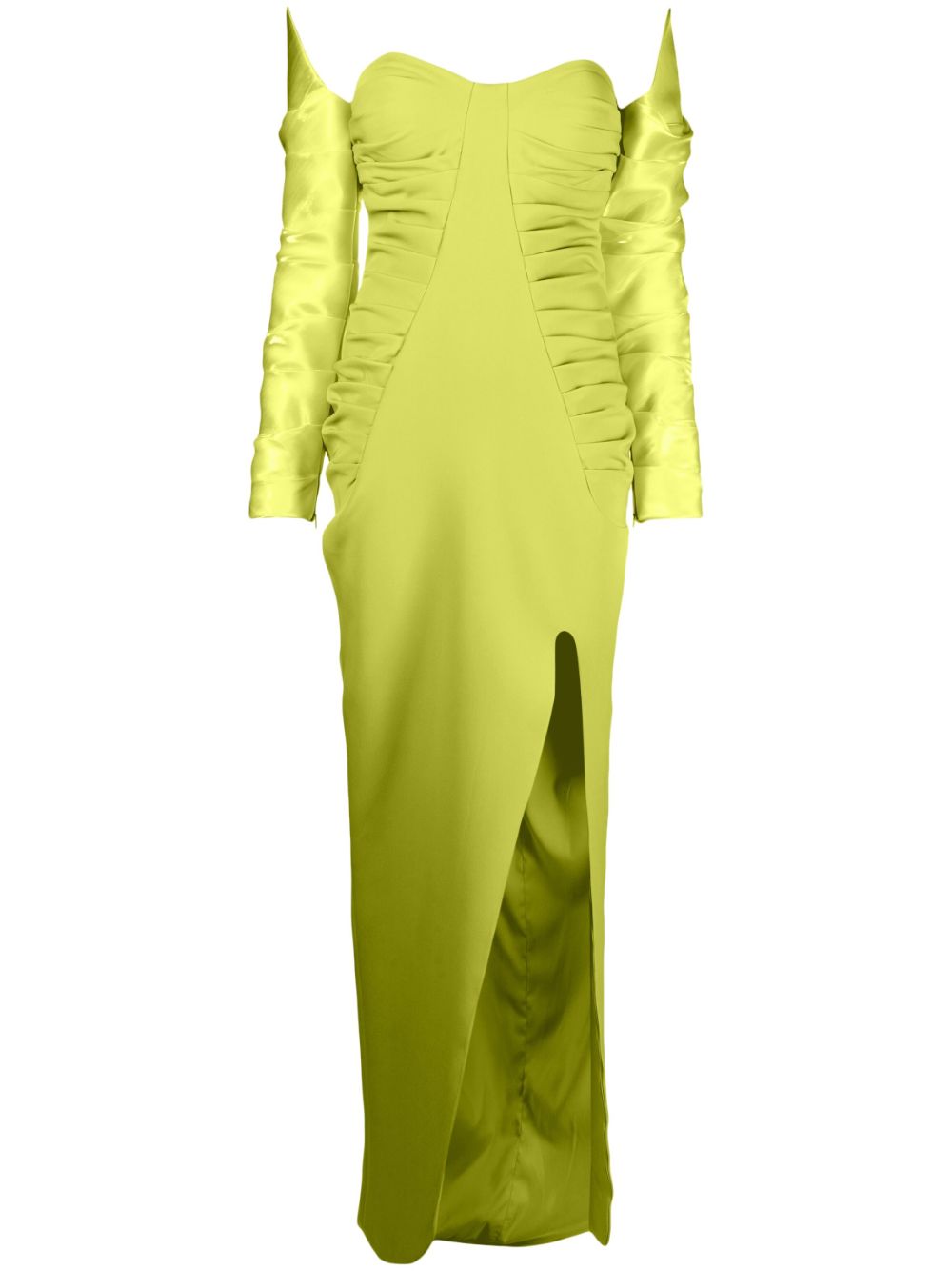 Off-shoulder ruched gown - Green
