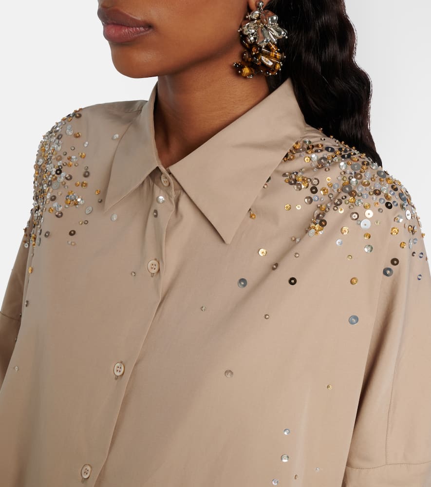 Sequined oversized cotton shirt