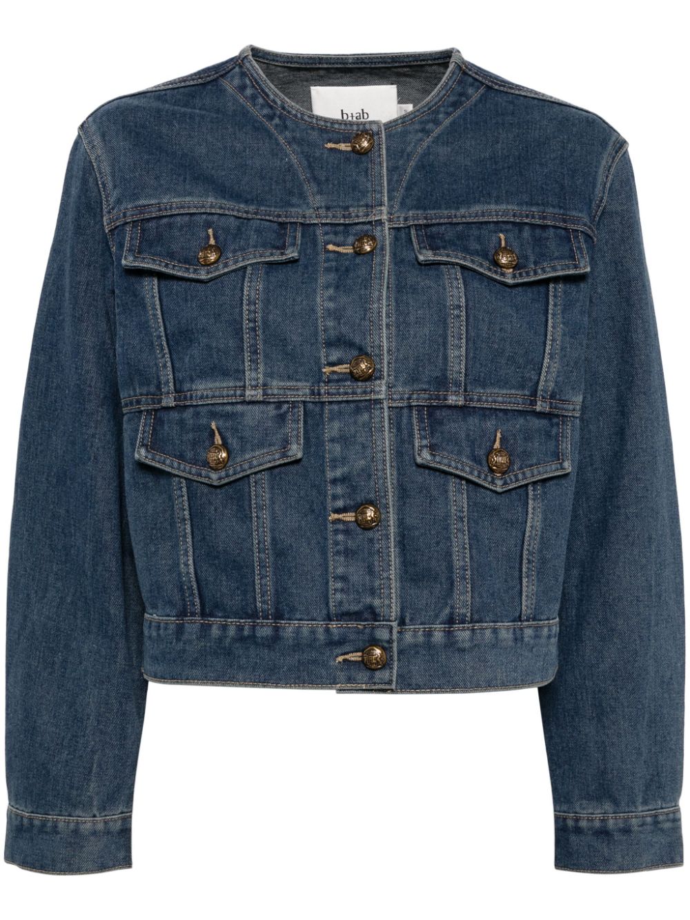Collarless denim jacket - Blue
