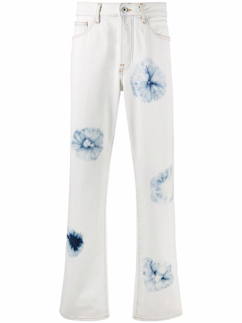 Tie-dye straight-leg jeans - White