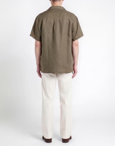 Man Shirt Military green Size M Linen, Lyocell