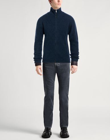 Man Cardigan Navy Size L Merino Wool