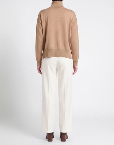 Woman Turtleneck Sand Size 6 Merino Wool