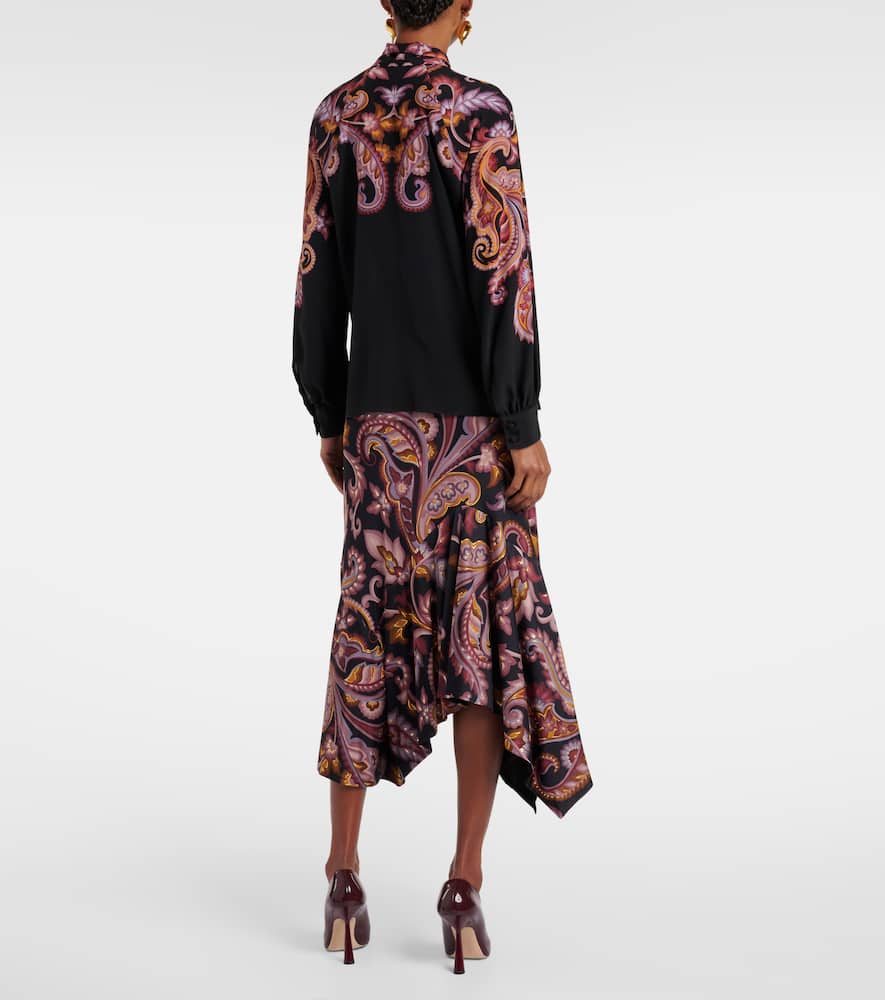 Paisley tie-neck silk blouse