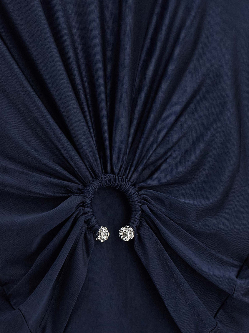 Navy Blue Piercing Detail Top