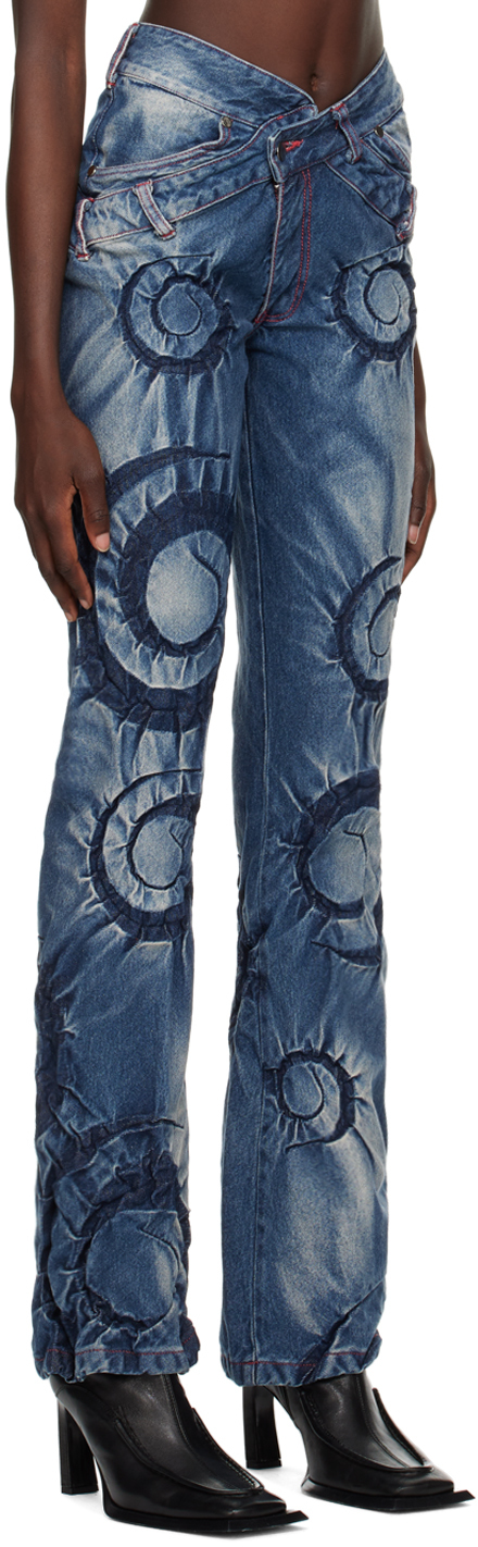 Blue flower denim jeans