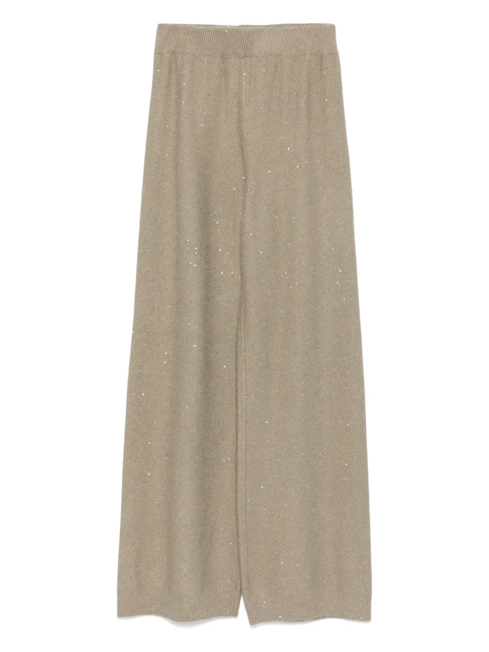Wool-Silk Blend Speckled Trousers — Beige