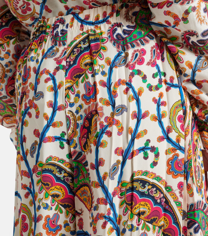 Paisley pleated maxi skirt