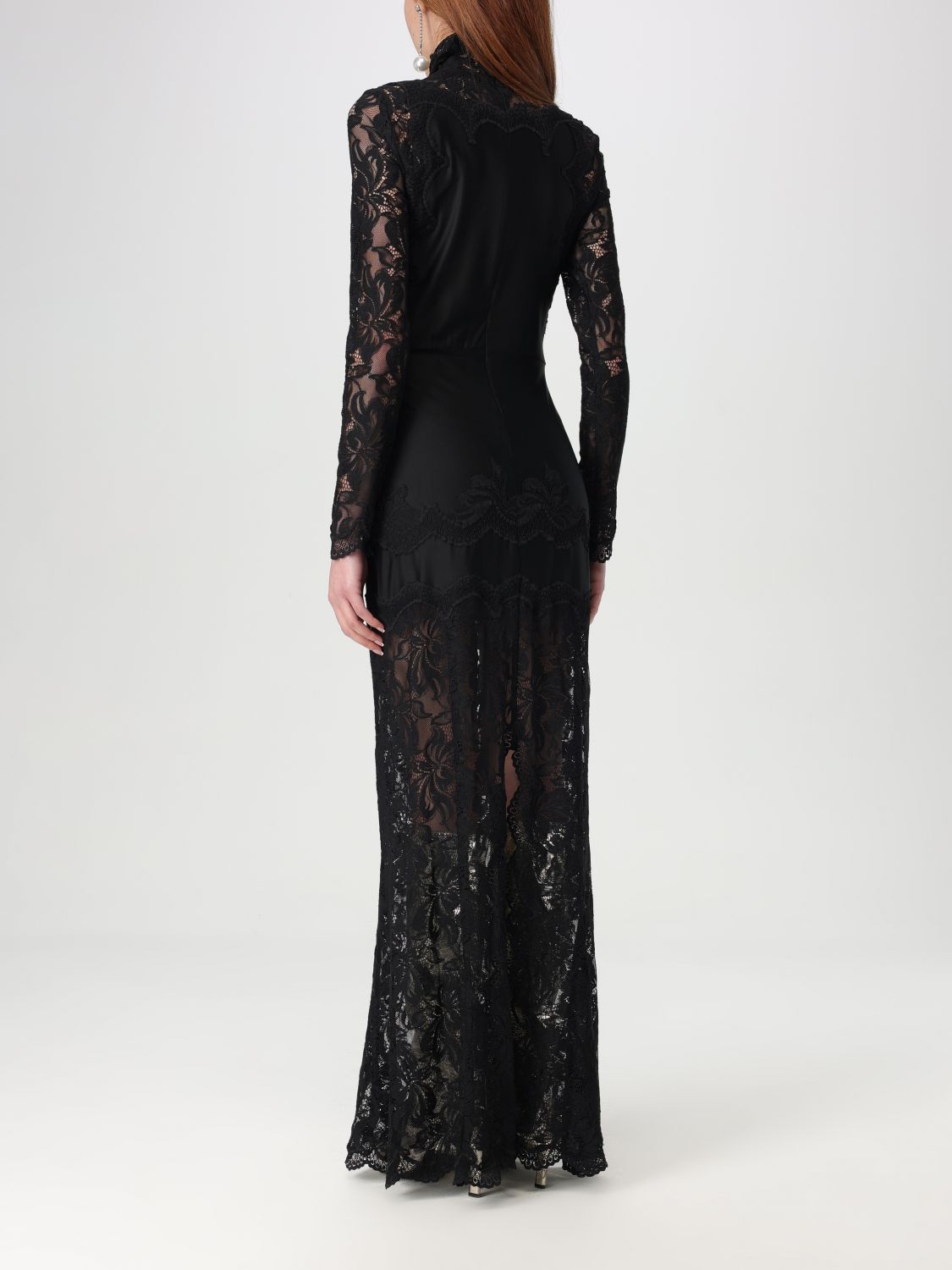 Floral lace-appliqué maxi dress - Black