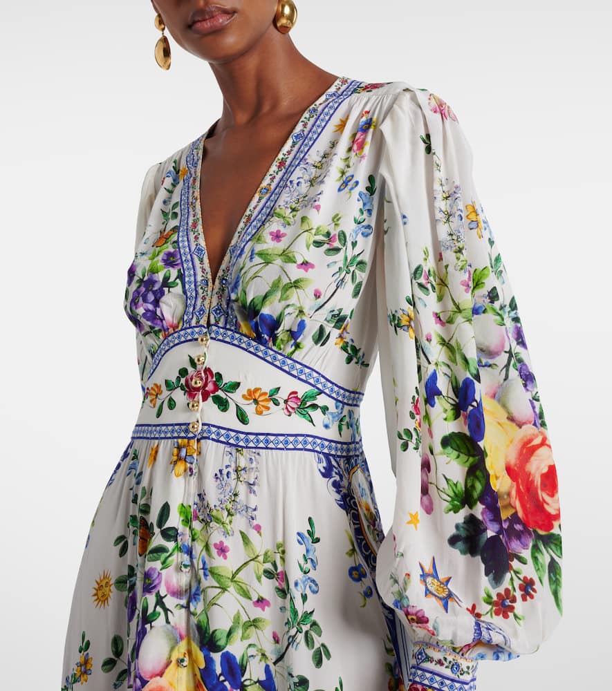 Printed silk crêpe maxi dress