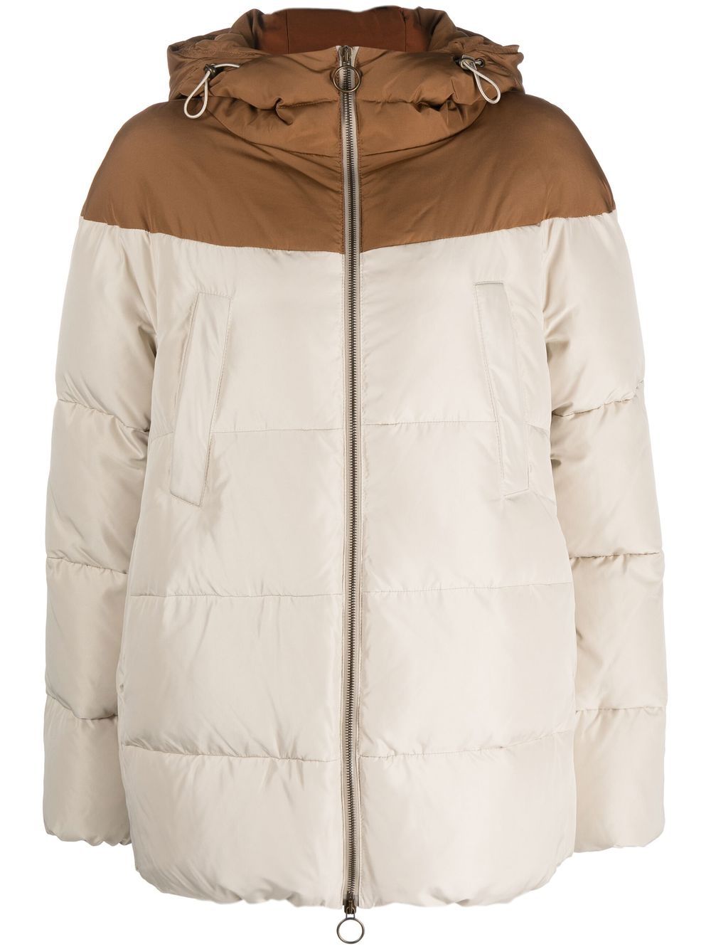 Two-tone padded hooded jacket - Neutrals