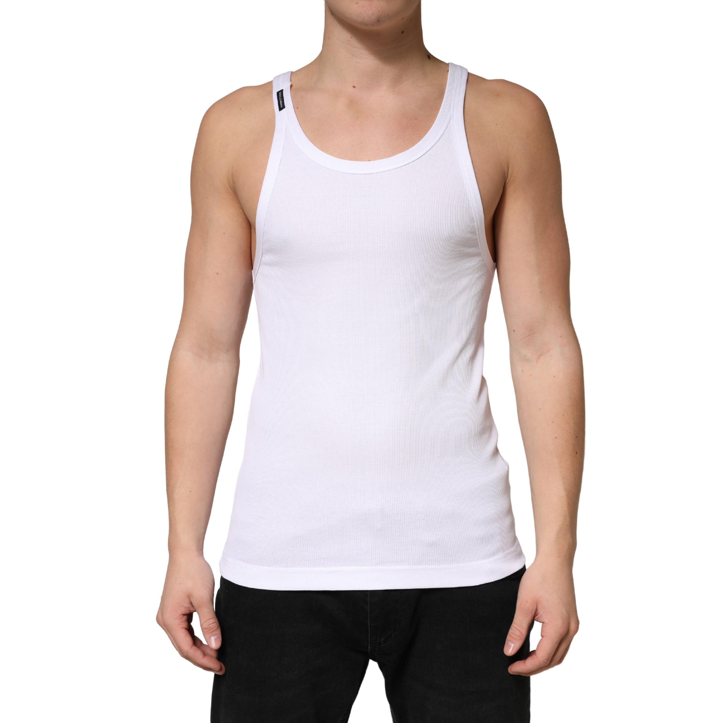 Ribbed Cotton Tank Top — White