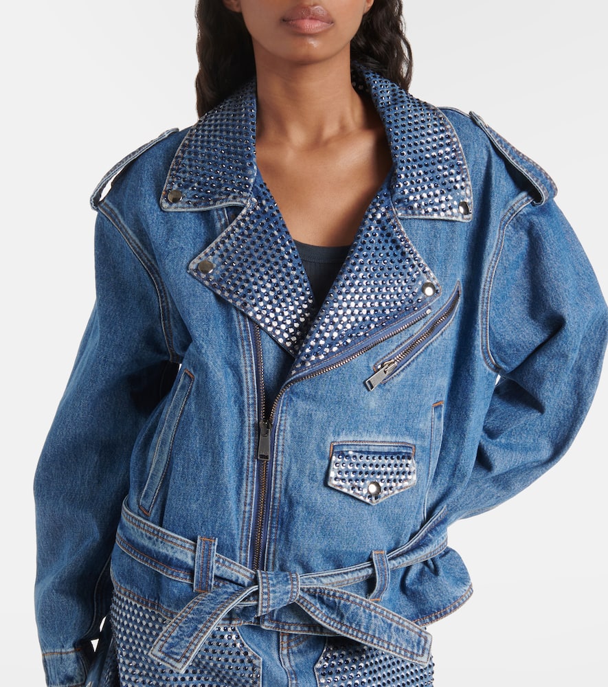 Crystal-embellished denim jacket