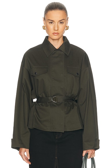 EAVES x Jasmine Tookes Lina Belted Jacket in Dark Moss - Olive. XXS also in L, M, S