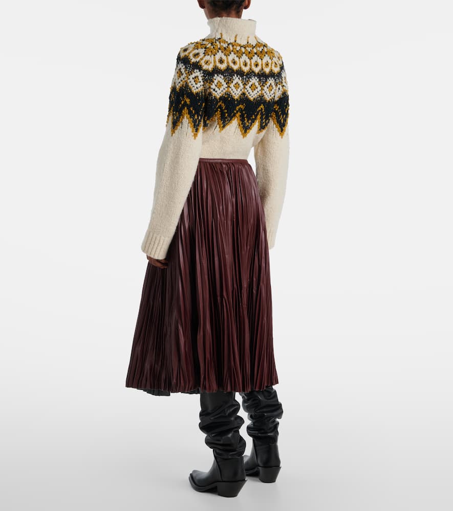 Rosalyn plissé faux leather midi skirt