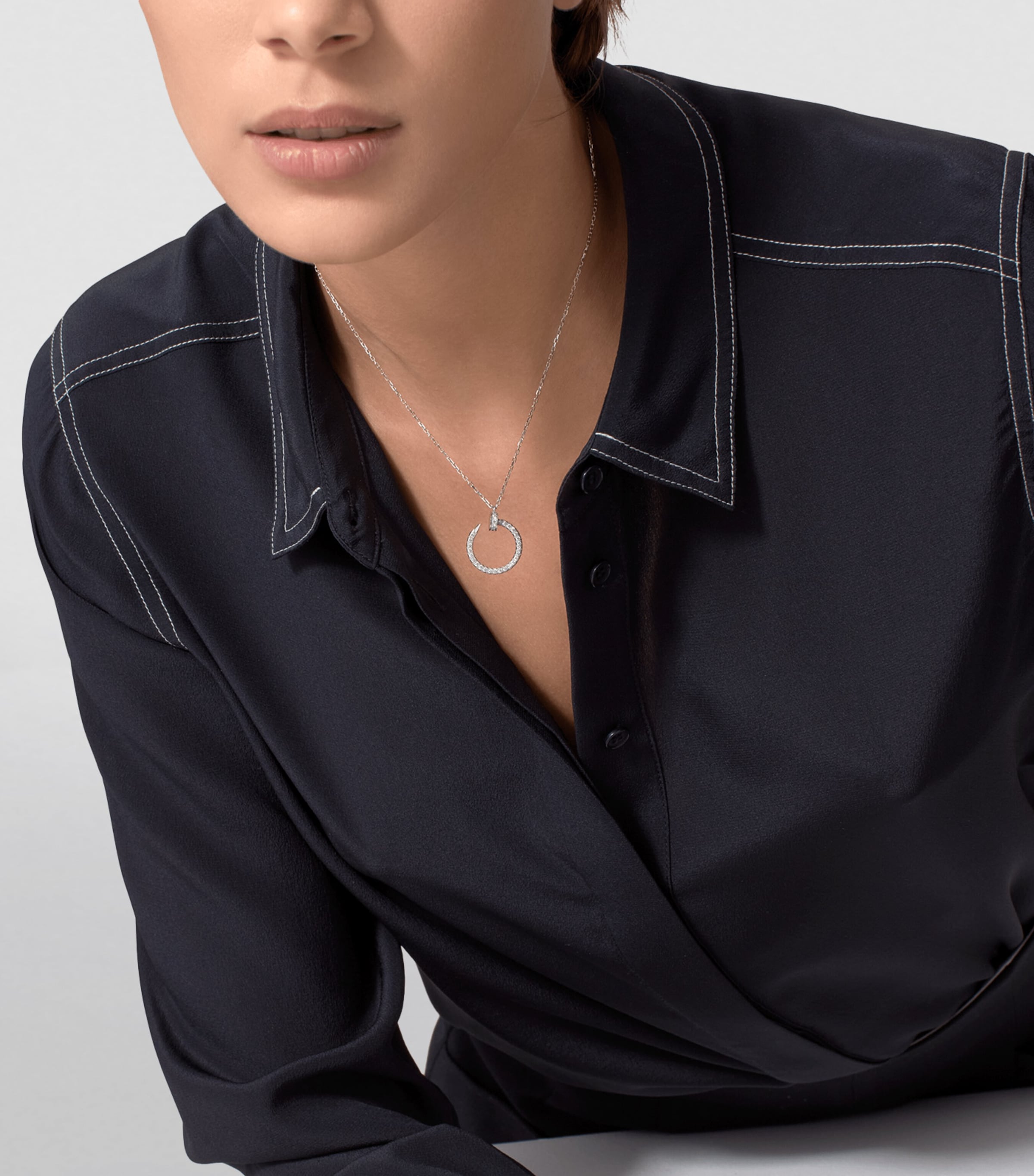 White Gold and Pavé Diamond Juste un Clou Necklace