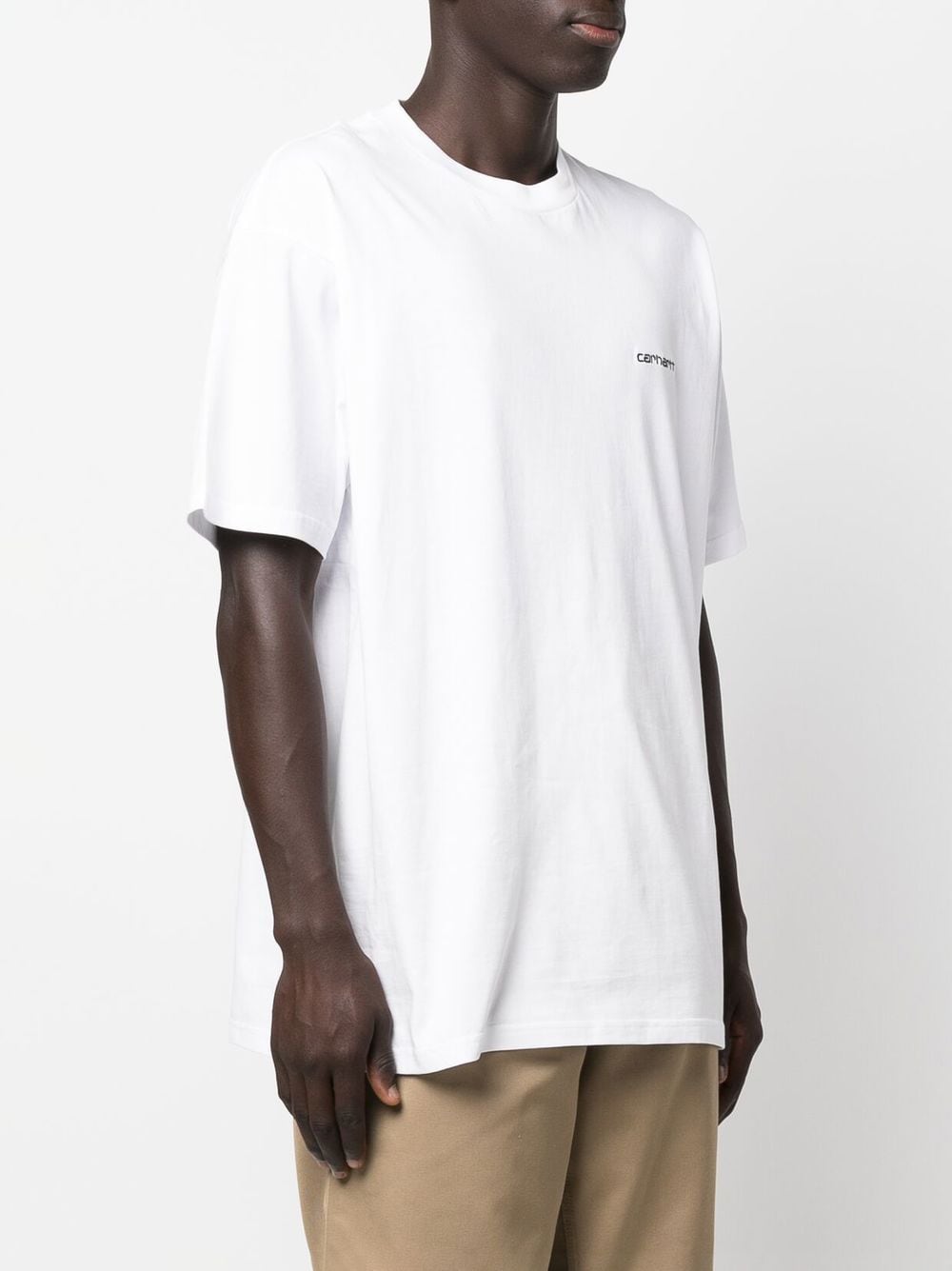 -T-shirt in cotone con logo ricamato-Uomo