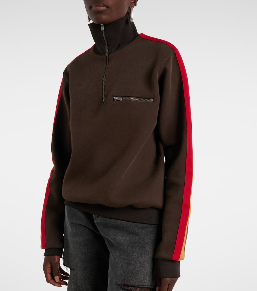 Cotton-blend jersey half-zip sweater