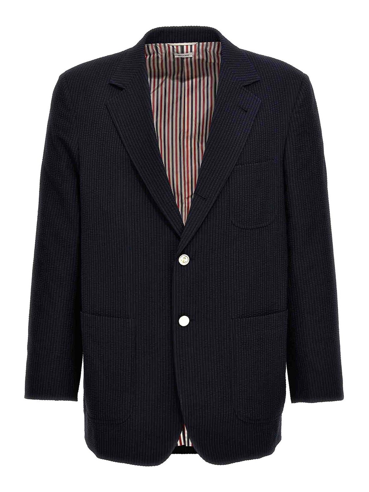 Single-Breasted Seersucker Blazer