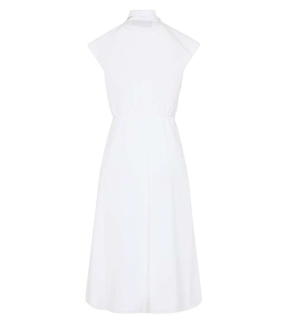 White Cotton Embroidery Midi Dress