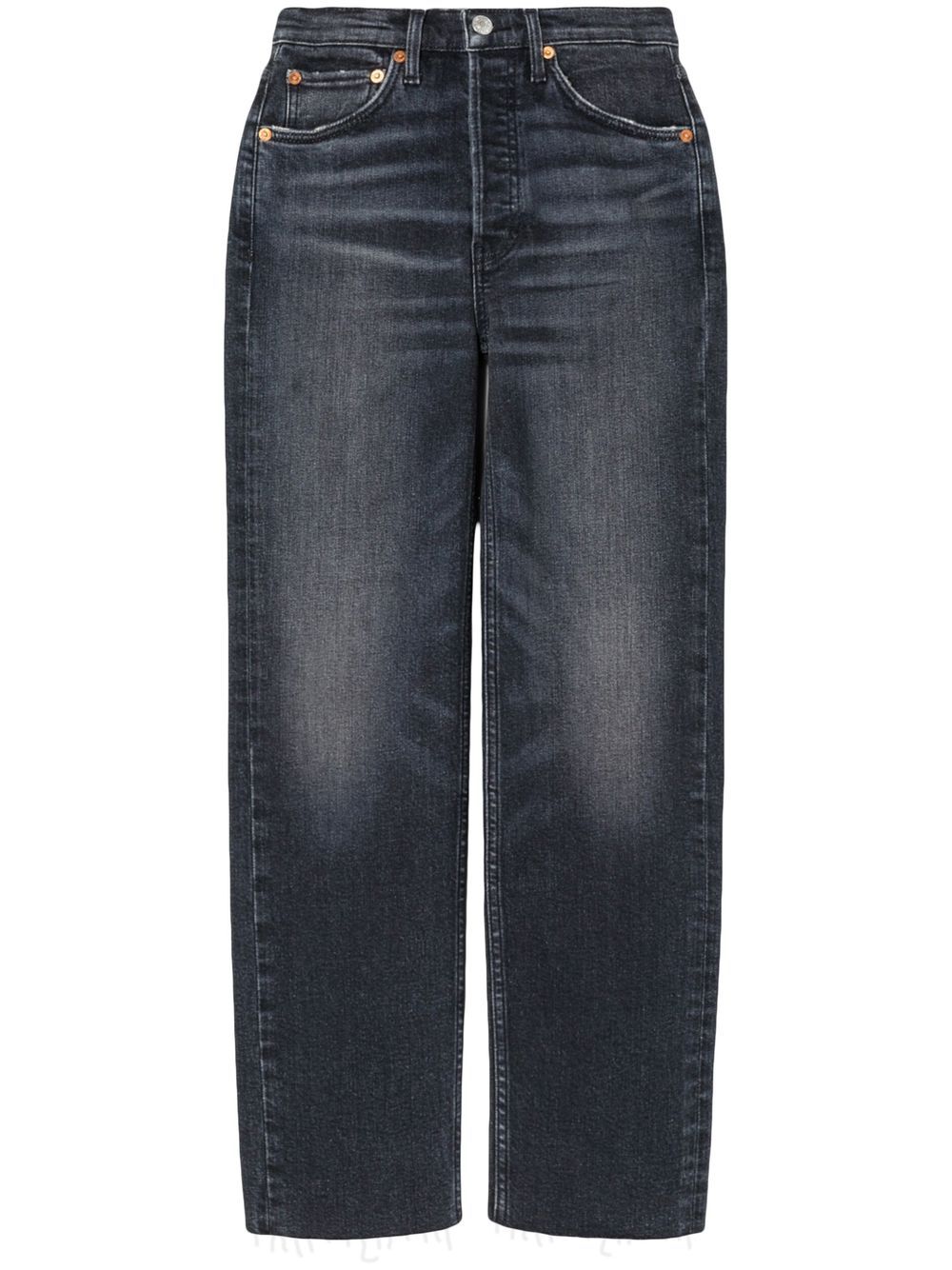 High-rise cropped jeans - Black