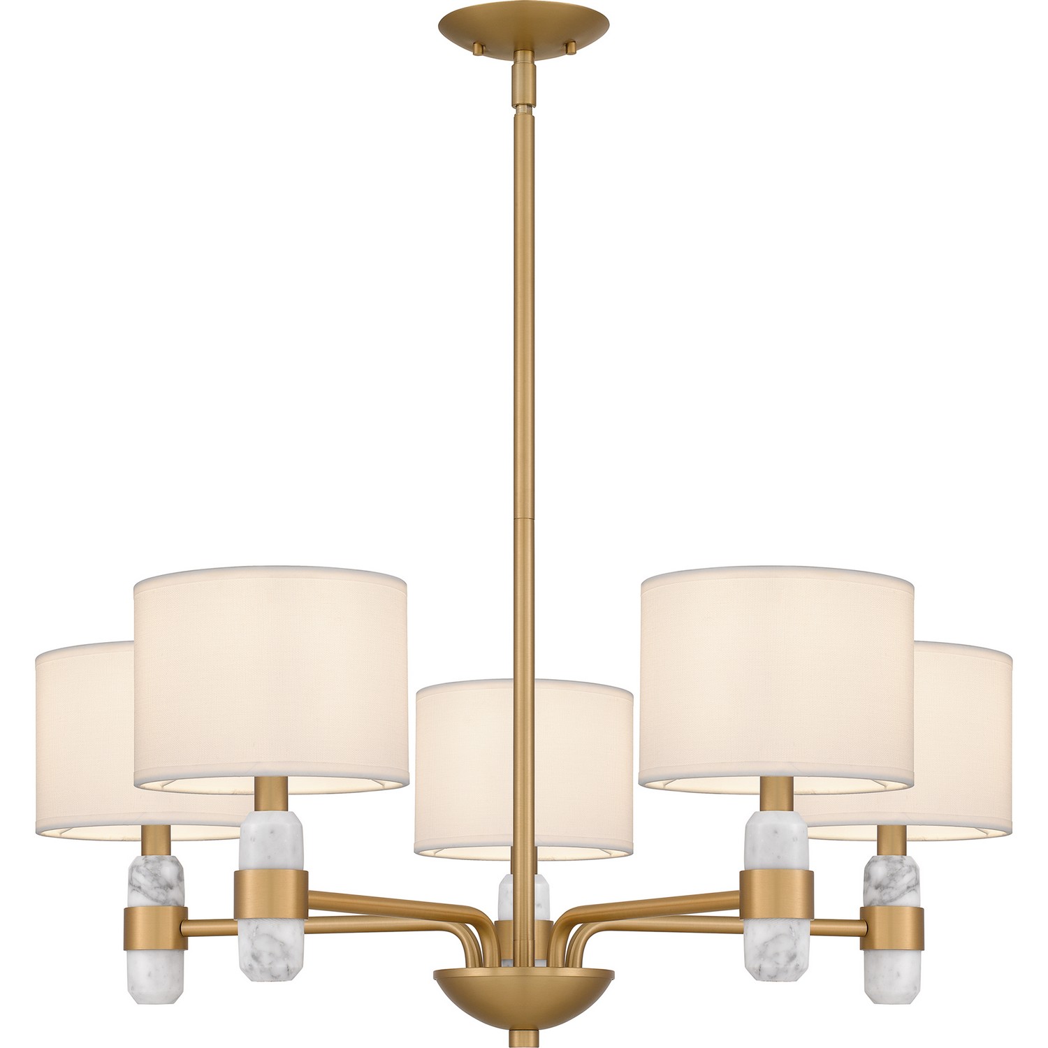 Brushed Weathered Brass Five Light Chandelier from the Kimberly Collection