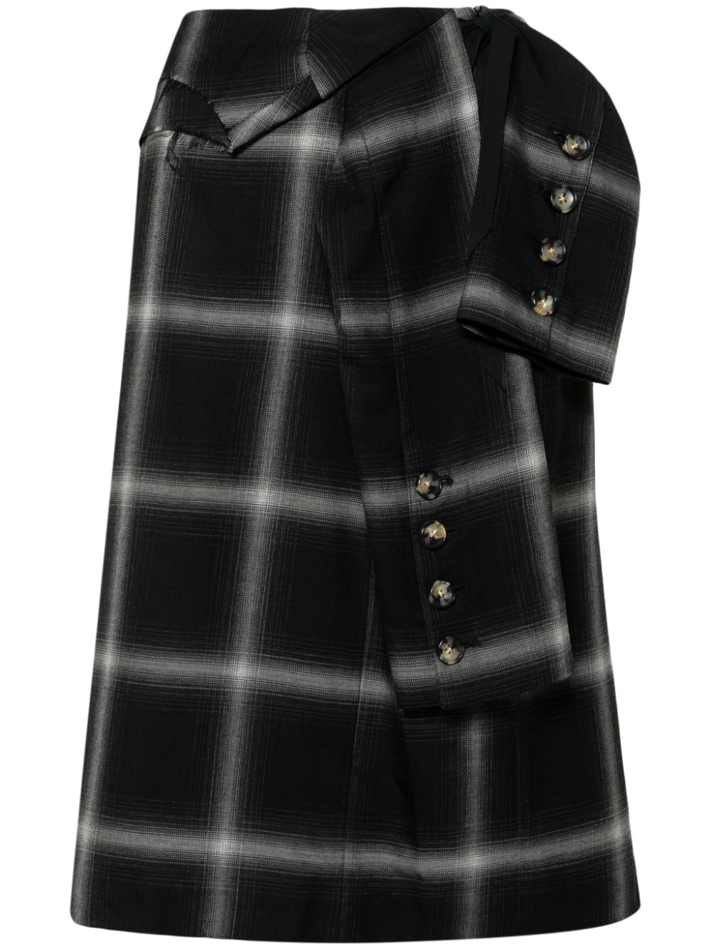 Check-pattern wool skirt - Black