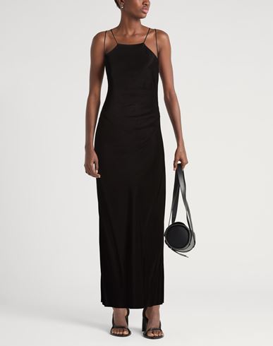 Woman Maxi dress Black Size 6 Rayon, Viscose, Linen
