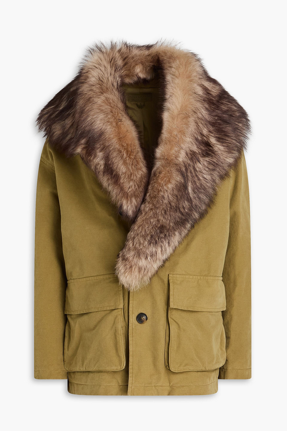 Ronay shearling-trimmed cotton jacket - Green - L