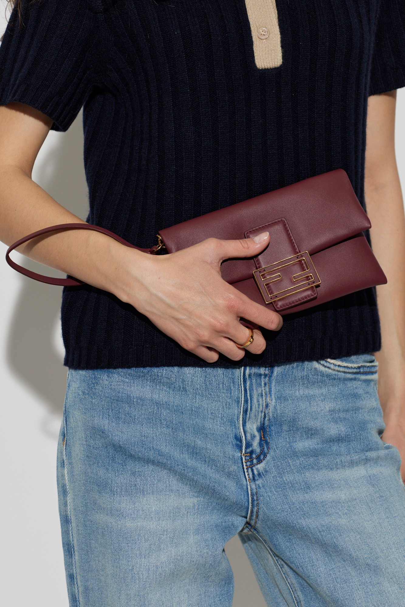 ‘Mamma Baguette’ Clutch, Women's, Burgundy