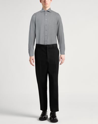 Lardini Man Shirt Grey Size 17 Modal, Wool