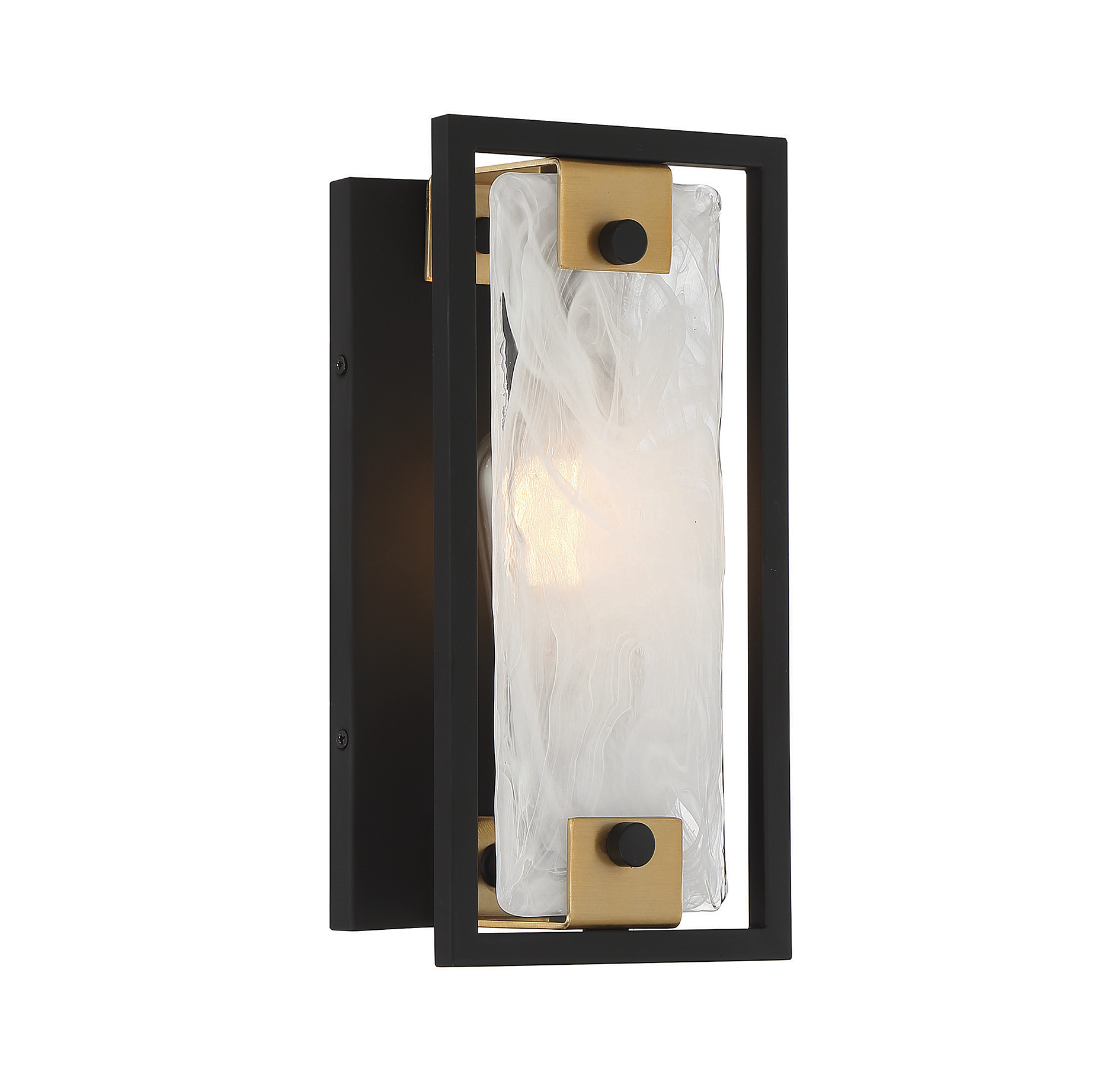 Hayward 1-Light Wall Sconce in Matte Black with Warm Brass Accent