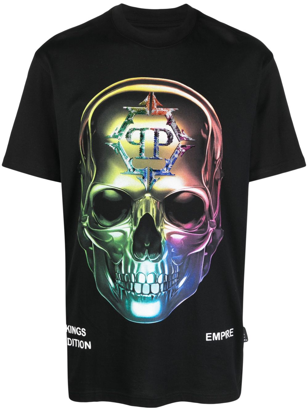 Skull-print round-neck T-shirt - Black