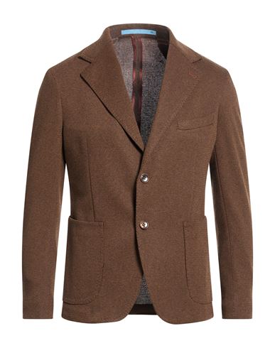 Man Blazer Chocolate brown Size 46 Polyester, Cotton