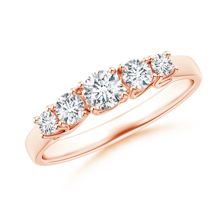 Angara 0.51 Carat Lab-Grown Five Stone Trellis Set Diamond Wedding Ring in 18K Rose Gold