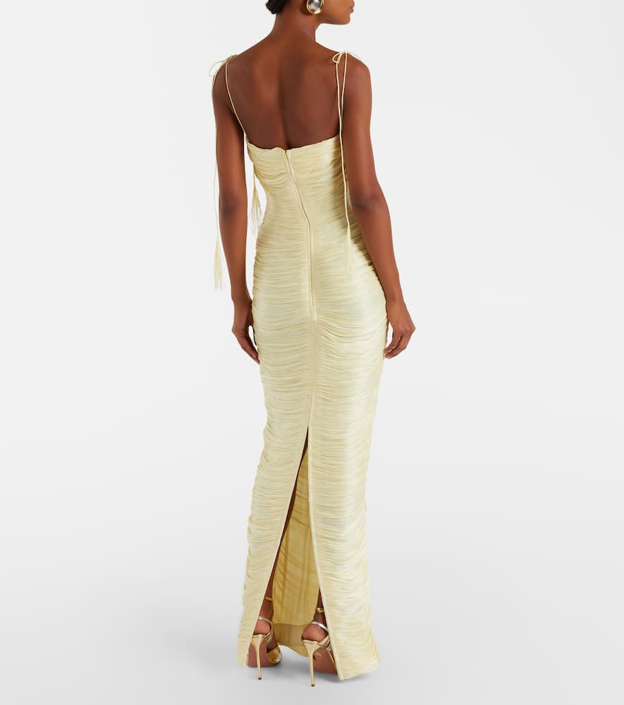 Pleated organza gown