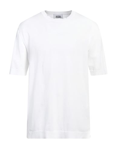 Alpha Studio Man Sweater White Size 44 Cotton, Polyester