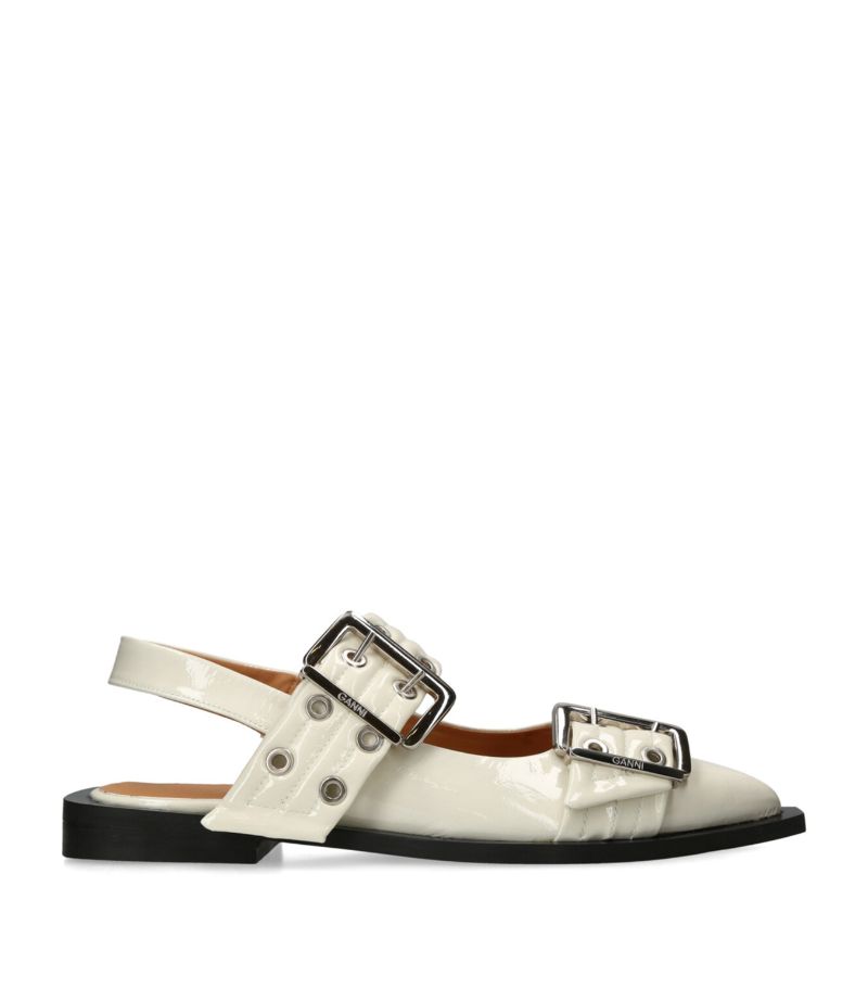 Leather Buckle Ballerina Flats