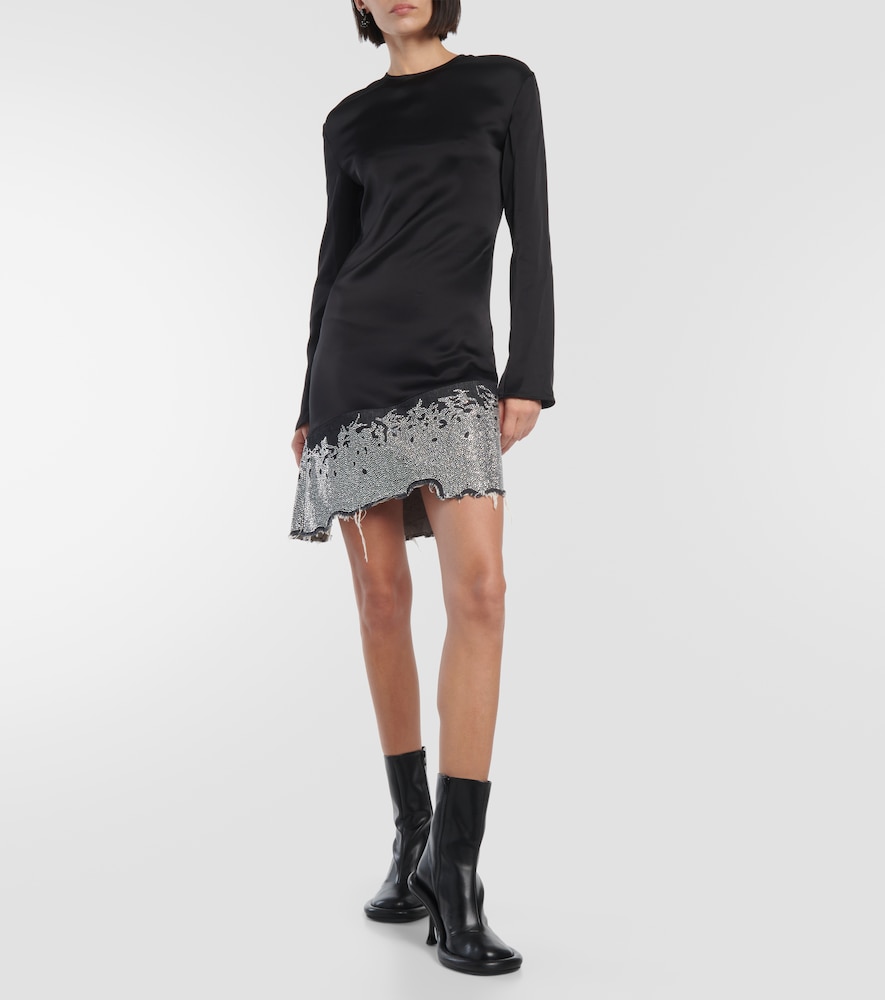 Deconstructed satin minidress