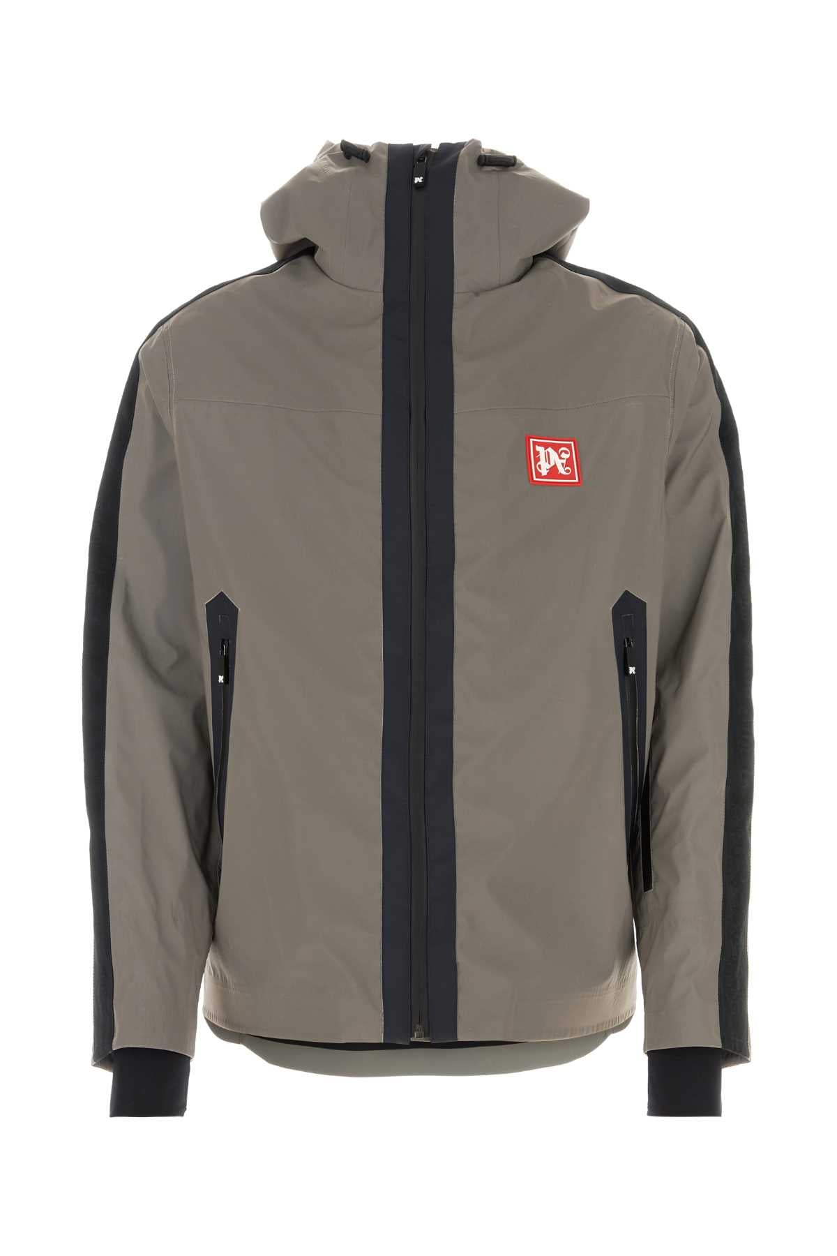 Color-Block Polyester Ski Jacket — Taupe